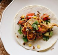 Mexican spiced chicken with Blackened corn & wild rice tacos