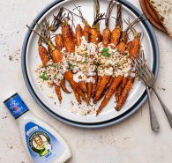 Spiced Dutch Carrots with Hazelnut Crumb and Ranch Dressing
